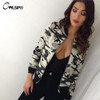 CWLSP Fashion Design 2016 New Spring Autumn Bomber Jacket Women Floral Print Camouflage Women Basic Coat chaquetas mujer QL2679