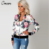 CWLSP Fashion Design 2016 New Spring Autumn Bomber Jacket Women Floral Print Camouflage Women Basic Coat chaquetas mujer QL2679