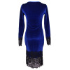 Velvet Dress 2017 Autumn Winter Women Long Sleeve Lace Patchwork Party Dresses Elegant Bodycon Office Dress Vestidos Mujer S-XL
