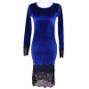 Velvet Dress 2018 Autumn Winter Women Long Sleeve Lace Patchwork Party Dresses Elegant Bodycon Office Dress Vestidos Mujer S-XL