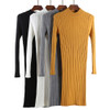 ANSELF Winter Women Bodycon Knitted Dress O-Neck Long Sleeve Stretchy Sweater Dress Elegant Slim Warm Basic Pullover Knitwear