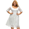 ANSELF Autumn XXXL Plus Size Dresses Women Lace Dress Midi Floral O-Neck A-Line Large Evening Elegant Wedding Party Dress female