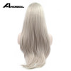 Anogol Synthetic Lace Front Wig Light Grey Loose Wave Glueless High Temperature Heat Resistant Natural Fiber Hair Wigs For Women