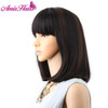 Amir Straight Black Synthetic Wigs With Bangs For Black Women Medium Length Hair Bob Wig Heat Resistant bobo Hairstyle