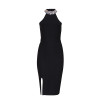Adyce 2018 New Women Bandage Dress Celebrity Evening Party Dresses Sleeveless Split Halter Luxury Diamonds Black Dress Vestidos