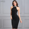 Adyce 2018 New Women Bandage Dress Celebrity Evening Party Dresses Sleeveless Split Halter Luxury Diamonds Black Dress Vestidos
