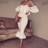 Adyce 2018 Bodycon White Dresses Vestidos Elegant Women Clubwear Butterfly Sleeve Ruffles Celebrity Party Dress Free Shipping