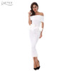 Adyce 2017 New Women Bodycon Dress White Slash Neck Short Sleeve Vestidos Bow&amp;Ruffles Ankle Length Celebrity Evening Party Dress