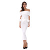 Adyce 2017 New Women Bodycon Dress White Slash Neck Short Sleeve Vestidos Bow&amp;Ruffles Ankle Length Celebrity Evening Party Dress