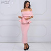 Adyce 2017 New Women Bodycon Dress White Slash Neck Short Sleeve Vestidos Bow&amp;Ruffles Ankle Length Celebrity Evening Party Dress