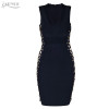 Adyce 2017 New Women Summer Bandage Dress V-neck Mini Dresses Hollow Out Mesh Sleeveless Back Zipper Sexy Evening Party Vestidos