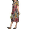 Borisovich New 2017 Summer Reminiscence Vintage Printing Fashion Casual Cotton Linen Plus Size Short Sleeve Women Dresses M97