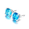 BONLAVIE Luxury Topaz Earrings Wholesale 925 Sterling Silver Stud Earrings Round 5.9ct Blue Topaz Stud Earring for Women Wedding