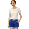 blusas S~XXL Camisas Blusas Femininas  Women Tropical Blusa Lace Short Sleeve Shirt V Neck Doll Chiffon Tops Women Blouses A727