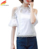 Blusas Plus size Women Blouses 2017 Summer Tops Fashion Shirt Women White Lace Blouse Hollow Out Chiffon Blouse Off Shoulder Top