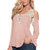 Blusas Femininos 2017 Summer Style Blusas Women Blouses Shirt Off Shoulder Long Sleeve V-Neck Lace Strapless Women Tops 7644