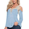 Blusas Femininos 2017 Summer Style Blusas Women Blouses Shirt Off Shoulder Long Sleeve V-Neck Lace Strapless Women Tops 7644
