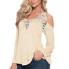Blusas Femininos 2017 Summer Style Blusas Women Blouses Shirt Off Shoulder Long Sleeve V-Neck Lace Strapless Women Tops 7644