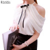 Blusas 2017 Summer Style Halter Neck Bowknot White Shirts Elegant Women Sexy Off Shoulder Blouses Casual Slim Chiffon Tops