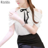 Blusas 2017 Summer Style Halter Neck Bowknot White Shirts Elegant Women Sexy Off Shoulder Blouses Casual Slim Chiffon Tops