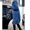 Blue Thick Long Zipper Hoodies for Ladies Fashion Women Oversize with Hat 2018 Winter Full Sleeve Cotton Black Gray Sweatshirts