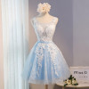 Blue Lace Cocktail Dresses Scoop Neck Tank Appliques Knee-Length A-Line Cocktail Party Dress robe de cocktail