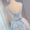 Blue Lace Cocktail Dresses Scoop Neck Tank Appliques Knee-Length A-Line Cocktail Party Dress robe de cocktail