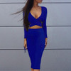 Blue Black White Long Sleeve Elastic Warm Autumn Elegant Party Dresses 2016 Sexy Midi Pencil Club Bandage Bodycon Dress Blue Black White Long Sleeve Elastic Warm Autumn Elegant Party Dresses 2016 Sexy Midi Pencil Club Bandage Bodycon Dress