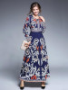 Blue Bohemia Printed Round-neck Long Sleeves Maxi Dress