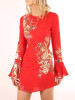 Pretty Printed Flared Sleeves Mini Dress Pretty Printed Flared Sleeves Mini Dress