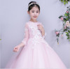 Pretty Pink Lace Flower Girl Dresses For Wedding Ball Gown Little Girls Pageant Dress Long Gowns for Girls First Communion Dress
