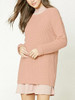 Pretty Pink Round Neck Knitting Sweater Tops