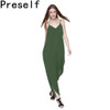 Preself Summer Harem Romper Jumpsuit Coveralls Women's Playsuit with Spaghetti Strap Deep V-Neck Plus Size