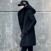 2017 New Korean Fashion Men's Solid Color Hooded Woolen Coat Back Split Long Jacket Coat Man Thicken Slim Hoody