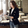 2017 New in  Fashion Women Midnight Navy Slim Velvet Blazer Jacket Double Breasted Simple Lady Blazers High Grade OL Clothing