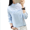2017 New Hot Women Blouse White Shirt Top Femme Casual Stand Long Sleeve OL Work Sliod Blouses Women's Blusa Shirts