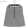 Lychee Summer Women Skirt Plaid Zipper Circle Slim Mini Skirt Harajuku Punk Sexy A-line Skirt
