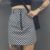Lychee Summer Women Skirt Plaid Zipper Circle Slim Mini Skirt Harajuku Punk Sexy A-line Skirt