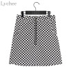 Lychee Summer Women Skirt Plaid Zipper Circle Slim Mini Skirt Harajuku Punk Sexy A-line Skirt