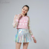 Lychee Punk Style Summer Women Harajuku Skirt Holographic Hologram Metallic Skirt Silver Pleated Mini Skirt Saia