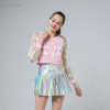 Lychee Punk Style Summer Women Harajuku Skirt Holographic Hologram Metallic Skirt Silver Pleated Mini Skirt Saia