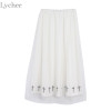 Lychee Gothic Punk Summer Women Skirt Cross Print Mesh Lolita High Waist Kawaii A-line Skirt