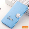 Luxury PU leather Flip Cover For Lenovo Vibe A / A1000 A1000m A2800 A2800d Mobile Phone Bag Case Cover With LOVE & Rose Diamond