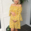 Maternity Ruffle Sleeveless Yellow Floral Print Slash Neck Dress Maternity Ruffle Sleeveless Yellow Floral Print Slash Neck Dress