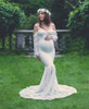Maternity Photography Props Maxi Pregnant Women Gown Lace Pregnancy Dress Fancy Shooting Photo Pregnant Trailing Dress Plus