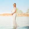 Maternity Dress White Maternity Photography Props Lace Dress Elegant Fancy Pregnancy Photo Shoot Pregnant Women Trailing Dress