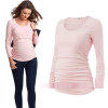 Maternity clothing spring and autumn plicated springy top maternity t-shirt basic long-sleeve cotton Clothes For Pregnant Women