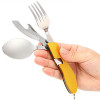 Stainless SteelSpoon Fork Knife Bottle Opener Multi-function Folding Cutlery Set Outdoor Camping Picnic Tableware Set GI642858