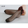 Sparsil Women Sexy Hollow Out Fishnet Socks Cute Bow Knot Mesh Net Ankle Sock Breathable Elastic Black Short Calcetines