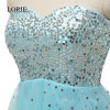 Sparkly Light Blue Short Prom Dresses 2016 Real Picture Sweetheart Sequins Beaded Cheap Robe De Soiree Cocktail Party Gowns